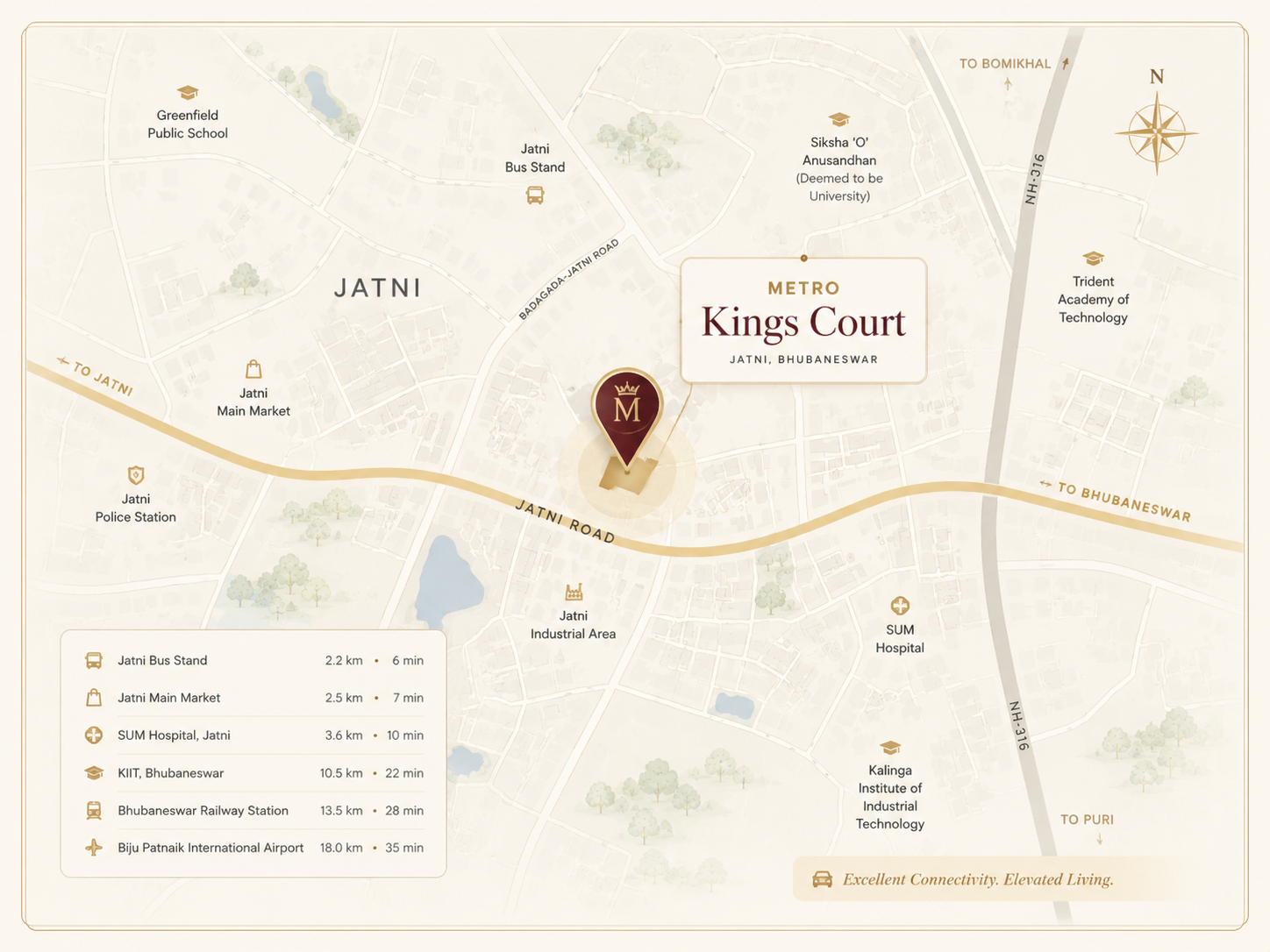 Oasis location map at Metro Kings Court, Jatni Road